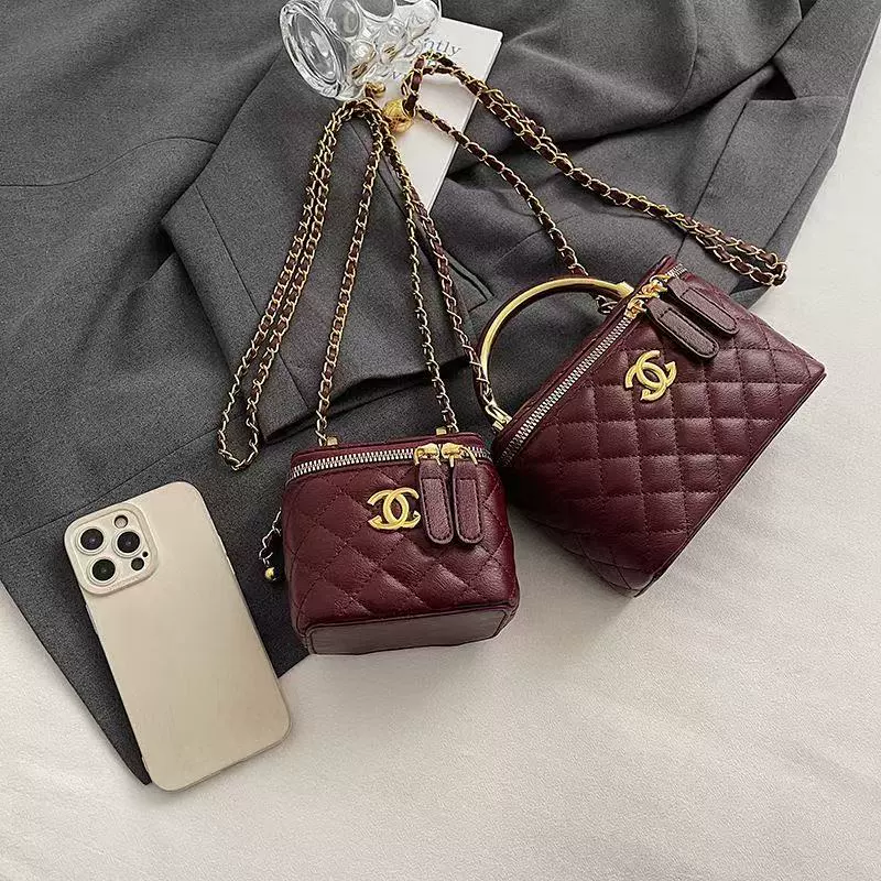 Shoulder Bag Quilted Chain Small Crossbody 2 Sizes, diamond pattern with chain strap