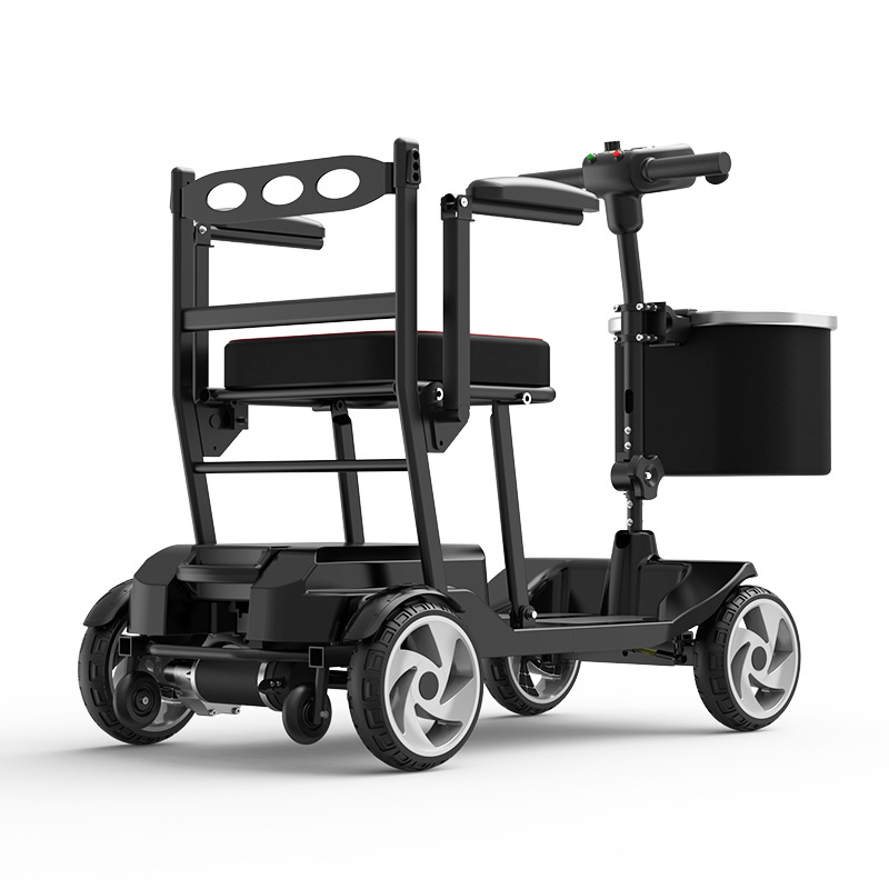 Light-Step Scooter for the Elderly, Four-Wheel Electric Folding, Lightweight Travel, Portable Battery Car for the Elderly