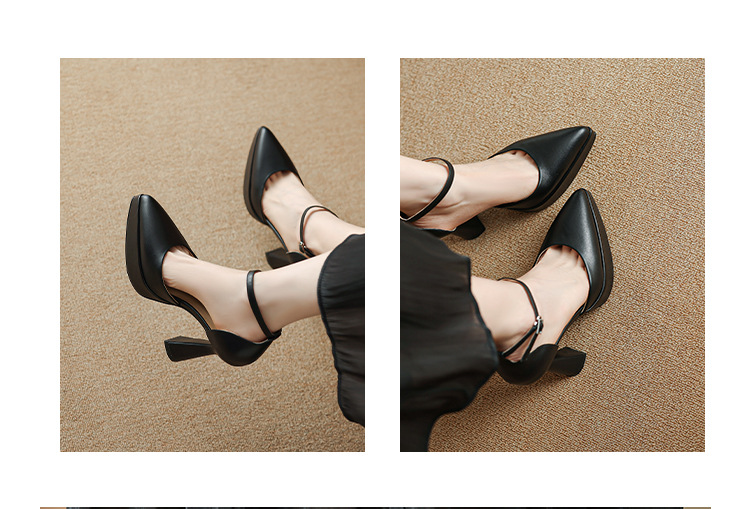 Giày sandal cao gót Mary Jane cô dâu gót vuông đế platform hở mũi — màu đen, màu trắng ngà chi tiết 11