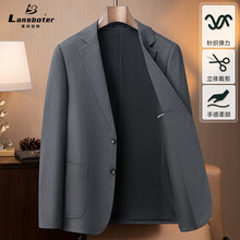 莱诗伯特牙签条纹秋季厚款休闲西服弹力免烫潮流西装韩版修身单西