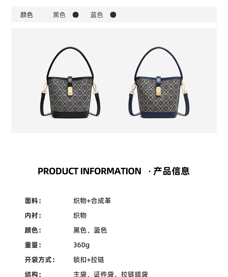 Túi tote nữ cỡ lớn họa tiết monogram, đeo vai và đeo chéo đi làm — màu xanh, Màu xanh (phiên bản công khai), màu đen, Màu đen (phiên bản công khai) chi tiết 14