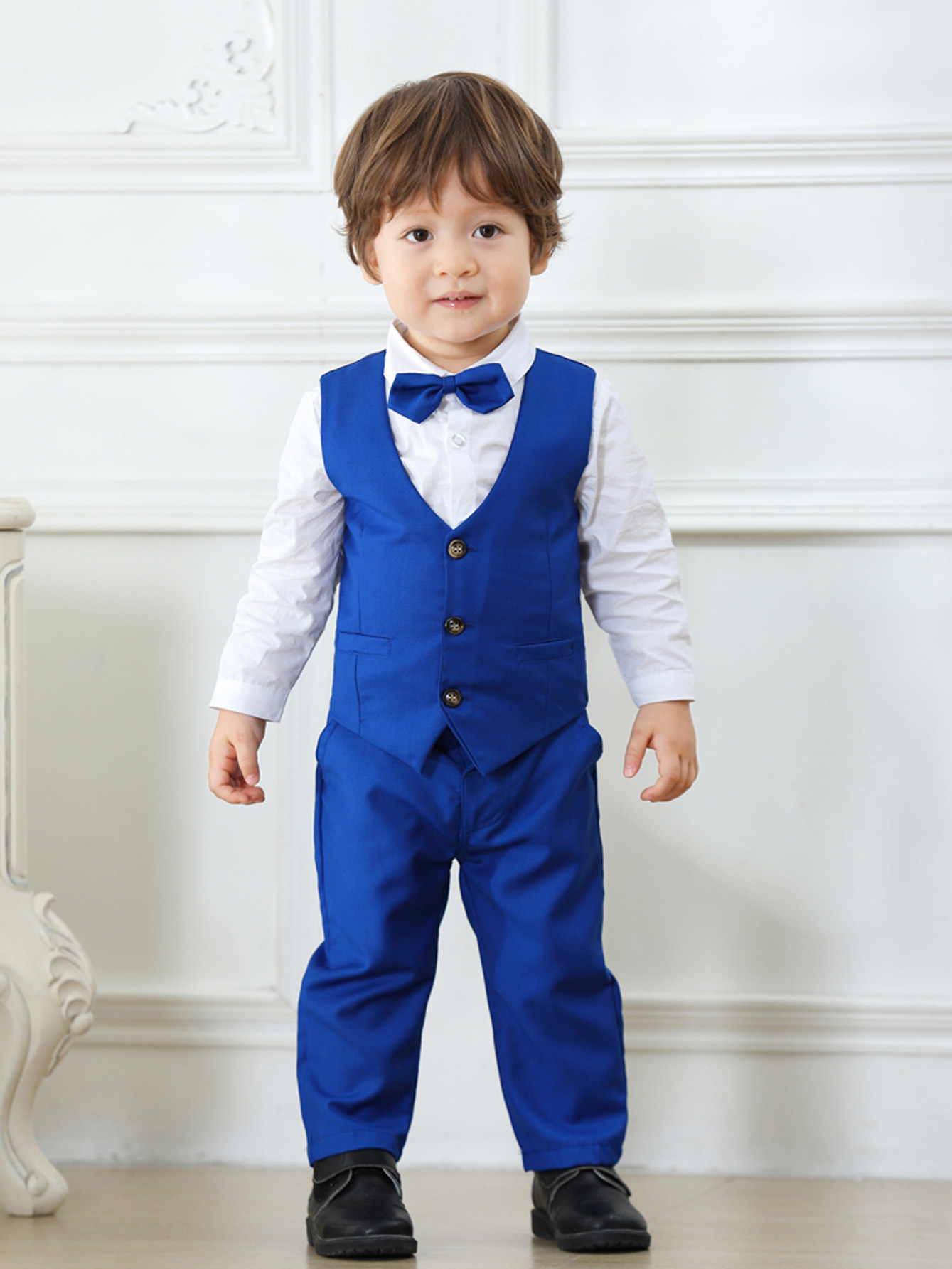 Cross-border New Children's Set Baby Banquet Party Gentleman's Collar Vest Dress European and American Style Boy's Three-piece Set