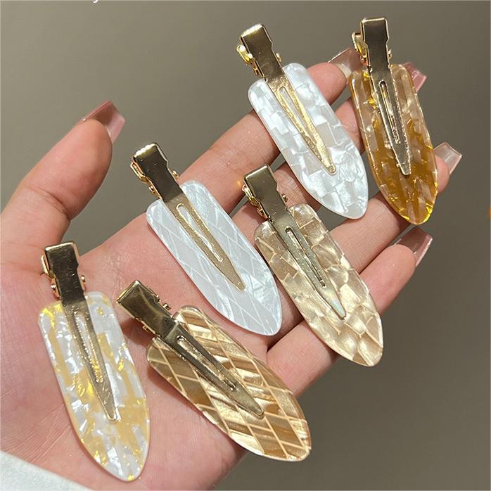 Brown series seamless clip Fish Girl summer side bangs clip broken hair acetate duckbill clip temperament hairpin