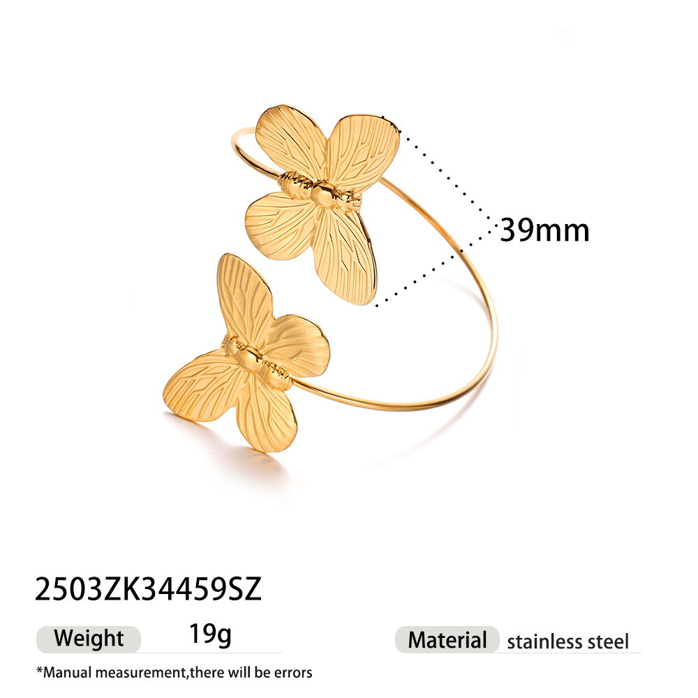 Tena pulsera de acero inoxidable europea y americana para mujer, anillo de mariposa de alta calidad, pulsera de acero de titanio de nicho, joyería de explosión transfronteriza para mujer