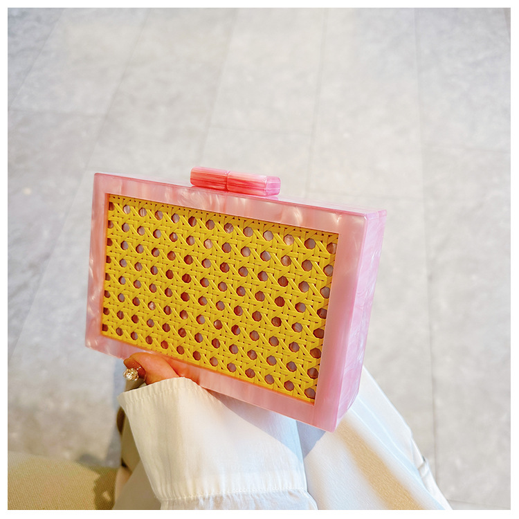 New fashionable green wicker acrylic bag for cross-border foreign trade women, evening bag, single-shoulder crossbody banquet clutch undefined