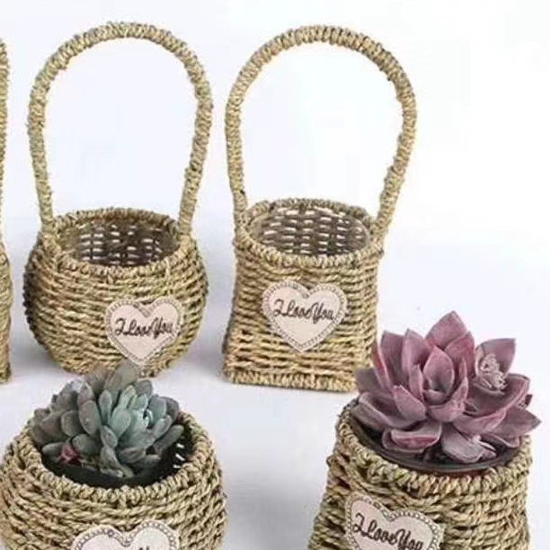 Cestas tejidas a mano de fábrica, cestas para flores, cestas decorativas para suculentas, cestas de almacenamiento, cestas florales. image 4