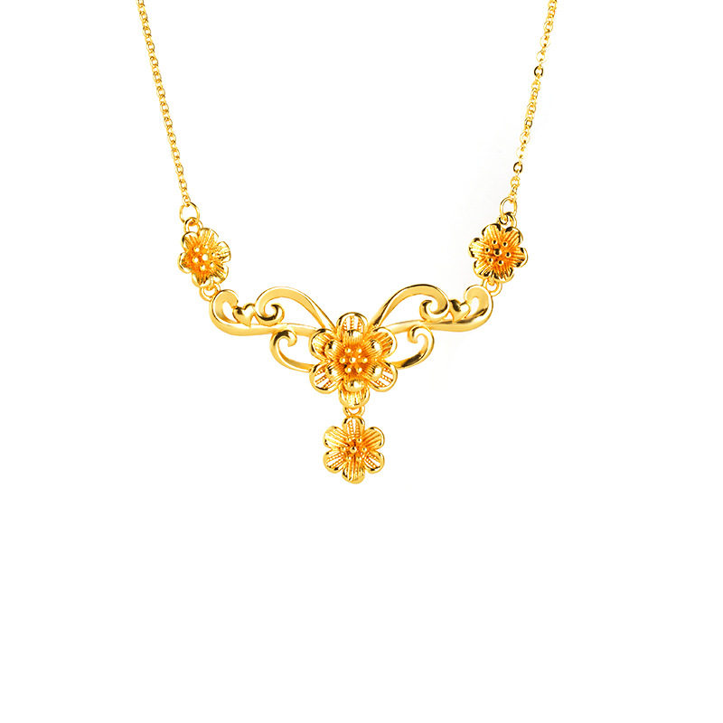 Collar de vid de flores de oro de arena para mujeres verano versátil de alta calidad temperamento ligero joyería de lujo nuevos productos transfronterizos al por mayor