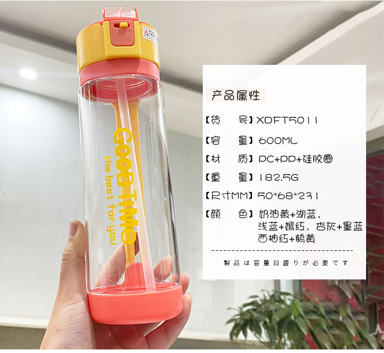 Korean high appearance level couple plastic cups 2021 summer fashionable and trendy color matching straw water cups for women, one-piece consignment pic 21