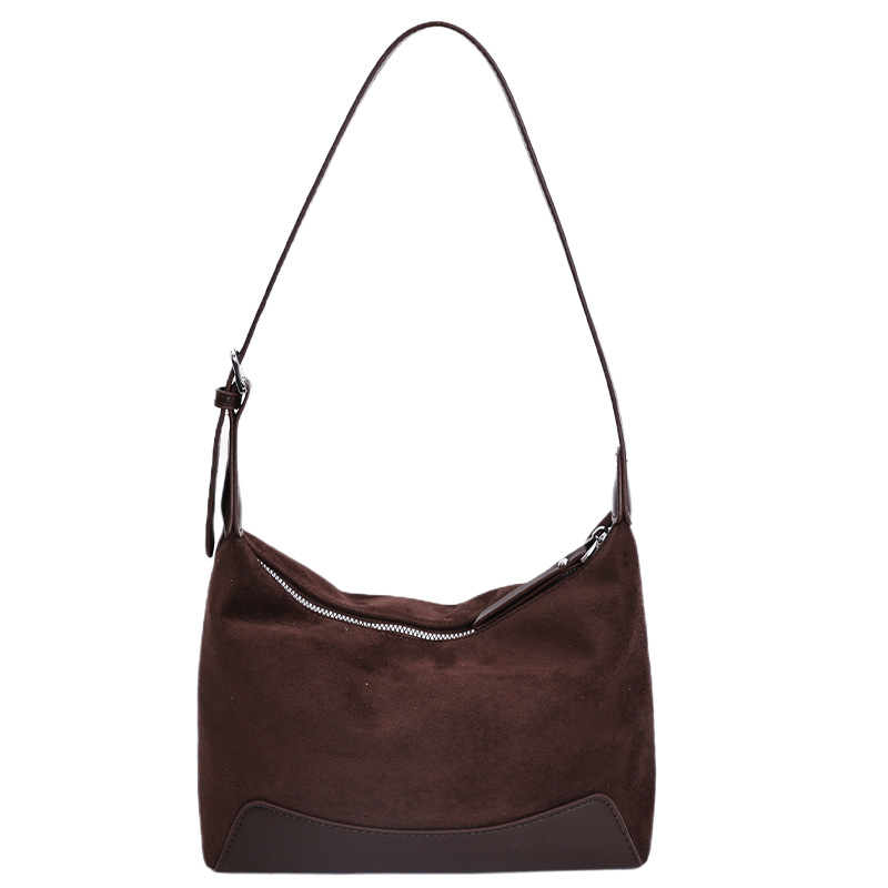 Cross-Border New Autumn/Winter Underarm Bag For Women, Trendy Color-Block Shoulder Bag, Large Capacity Casual Commuter Baguette Crossbody Bag - Thumbnail 5