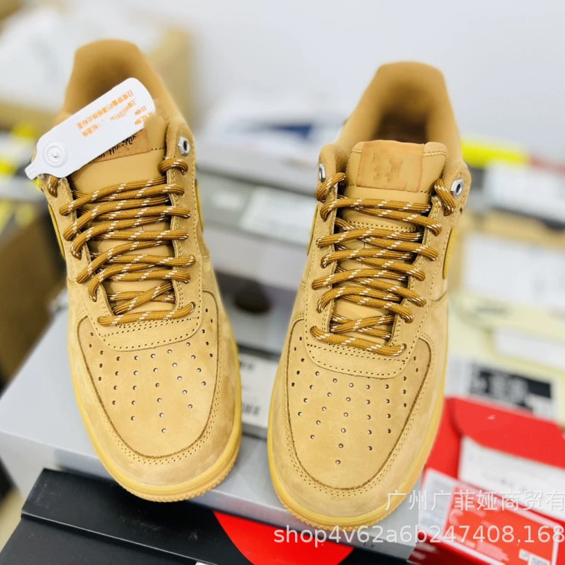Кроссовки Nike Air Force 1, пшеничные кроссовки для мужчин и женщин, спортивная обувь