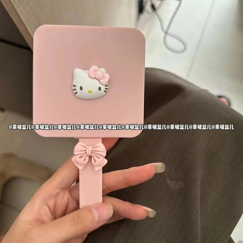新しい種類のkitty猫のハンドルの鏡は櫛を持って携帯して化粧の鏡の少女の心の鏡の櫛の一体の小さい鏡を持ちます。|undefined