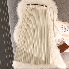百褶针织半身裙女秋冬2025新款松紧腰时尚显瘦中长款伞裙a字裙子