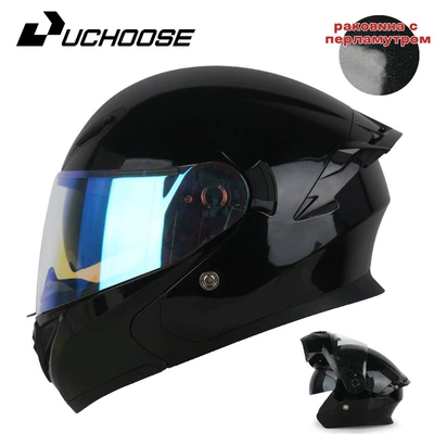 Helmet with Bluetooth Safety, Motorcycle Safety Supplies - bright-black-aurora-blue-comes-with-transparent-mirror-bluetooth-headset-m