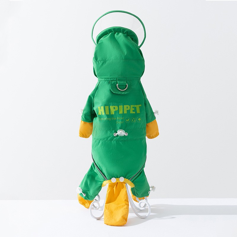 Perro al aire libre tracción reflectante color de contraste de carga impermeable impermeable de cuatro patas para perros pequeños y medianos, ropa para mascotas