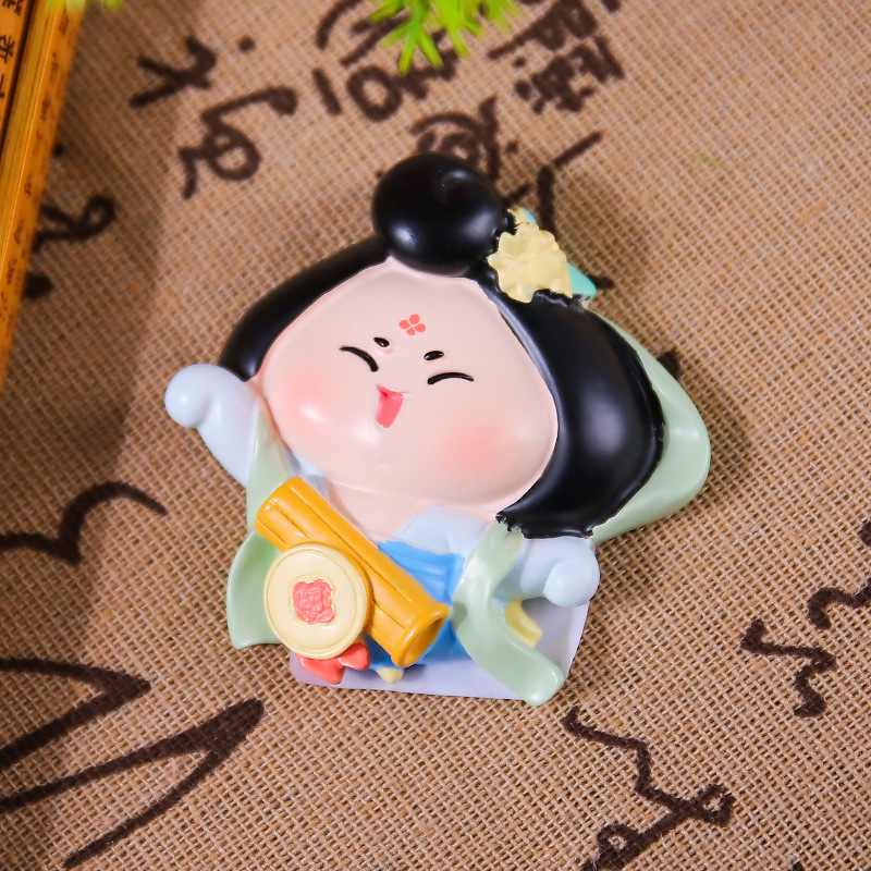 新作の中国風唐時代の女性の首振り置物、樹脂工芸品、古代風少女のデスクトップや車載装飾品|undefined