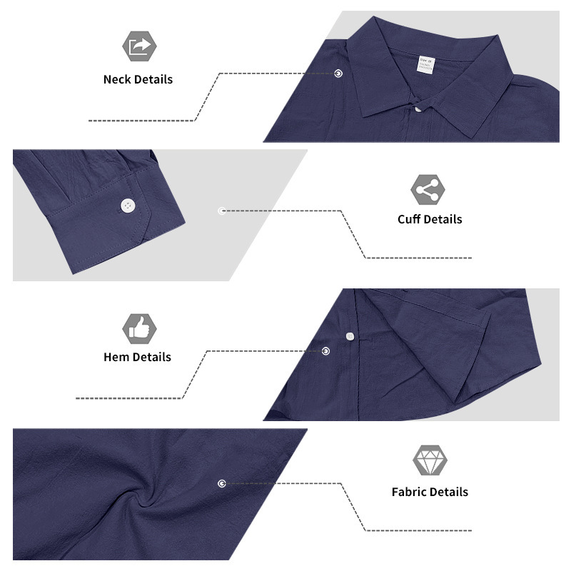 Summer Men's Linen Long Sleeved Shirt Casual Loose Fit Style With Multi Pockets Cargo Shorts Set_viptrois.com