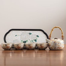 汝窑繁花似锦泡茶壶茶杯套组中式高档防烫提梁壶家用功夫茶具套装