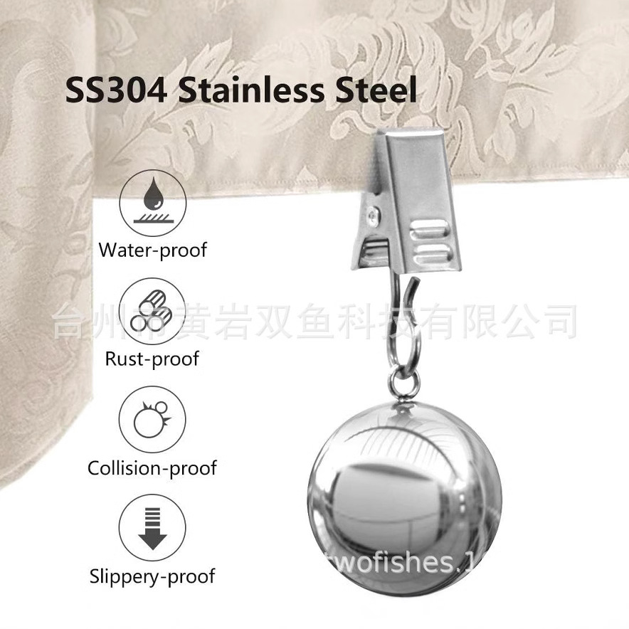 跨境现货不锈钢银球桌布夹 球形台布夹圆球桌布坠户外钢球防风夹