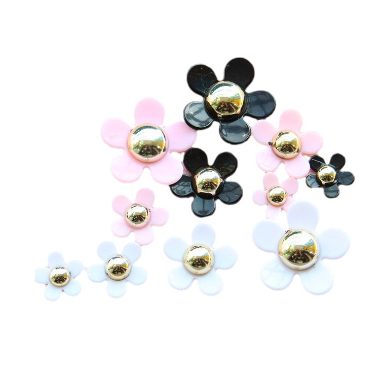 Flor de Margarita de acrílico Flor de cinco pétalos DIY accesorios de la cáscara del teléfono móvil oído Stud Crocs agujero zapatos accesorios de la joyería