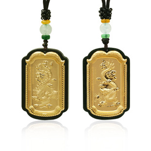 Украшение в форме дракона, памятная подвеска, золотое ожерелье из нефрита, дракон и феникс