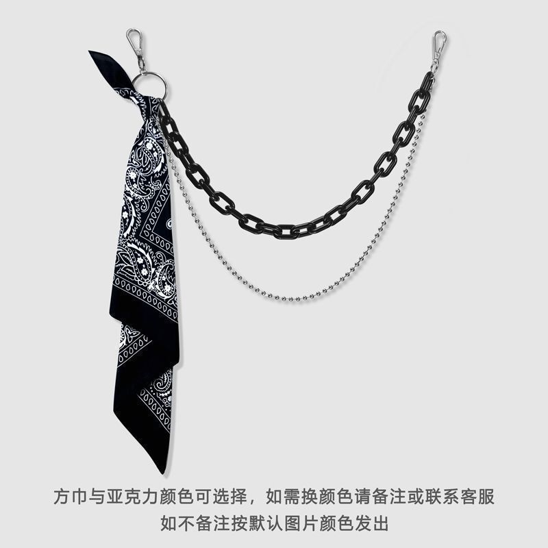 ヒップホップパンツチェーンアクセサリーインハイストリートアクセサリー蛍光樹脂パンツチェーンスクエアスカーフメンズメタルウエストチェーン女性ウエスト卸売|undefined