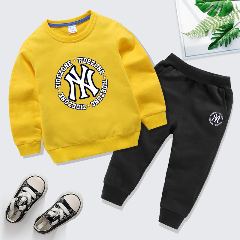 黄色上黑下NY卫衣套装