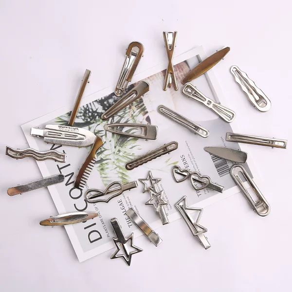 Simple metal silver duck bill clip sweet cool hair clip side bangs clip seamless hair clip diy handmade headwear wholesale