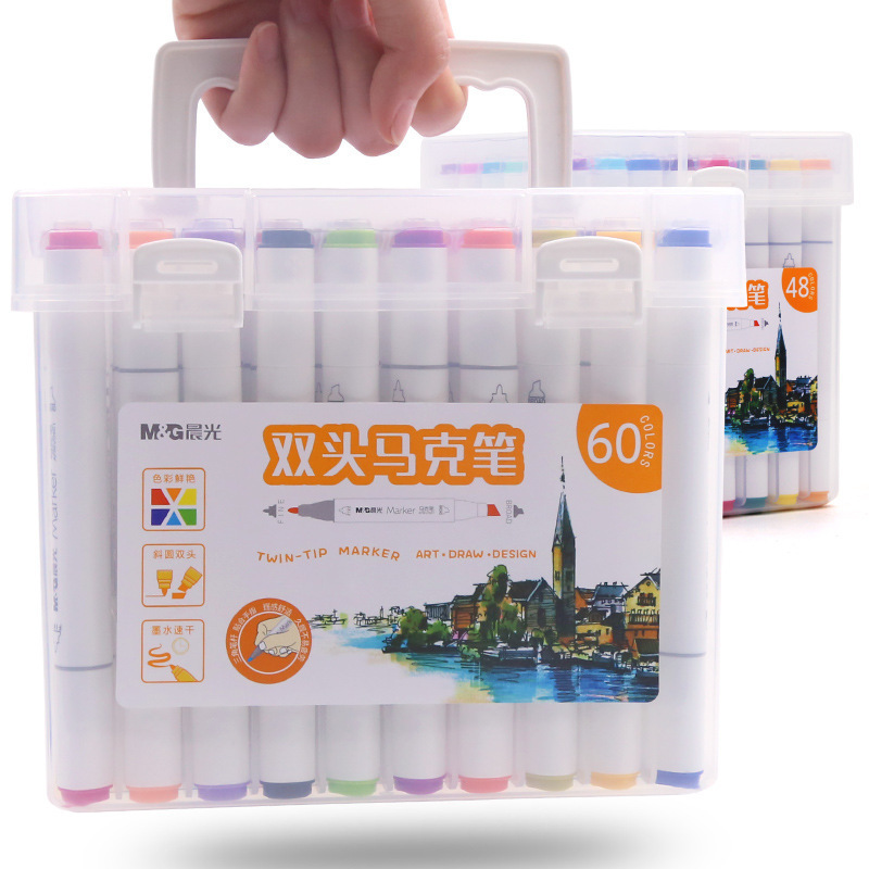 晨光油性双头马克笔绘画美术油性记号笔24色108色大容量彩色画笔|undefined