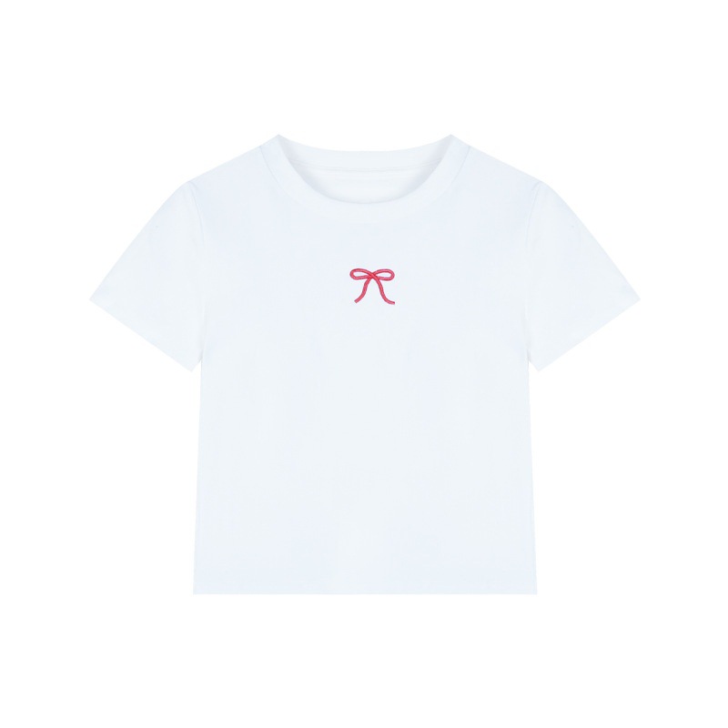 Camiseta de arco para mujeres 2026 verano corto sin ombligo sexy chica caliente mangas cortas delgadas versátil pura pura pura camisa de color sólido image 5