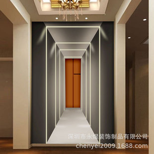 Live Room Background Wallpaper Home Entrance Corridor Light Luxury Geometric Light and Shadow Extension Mural Aisle Vertical Porch Decorative Painting