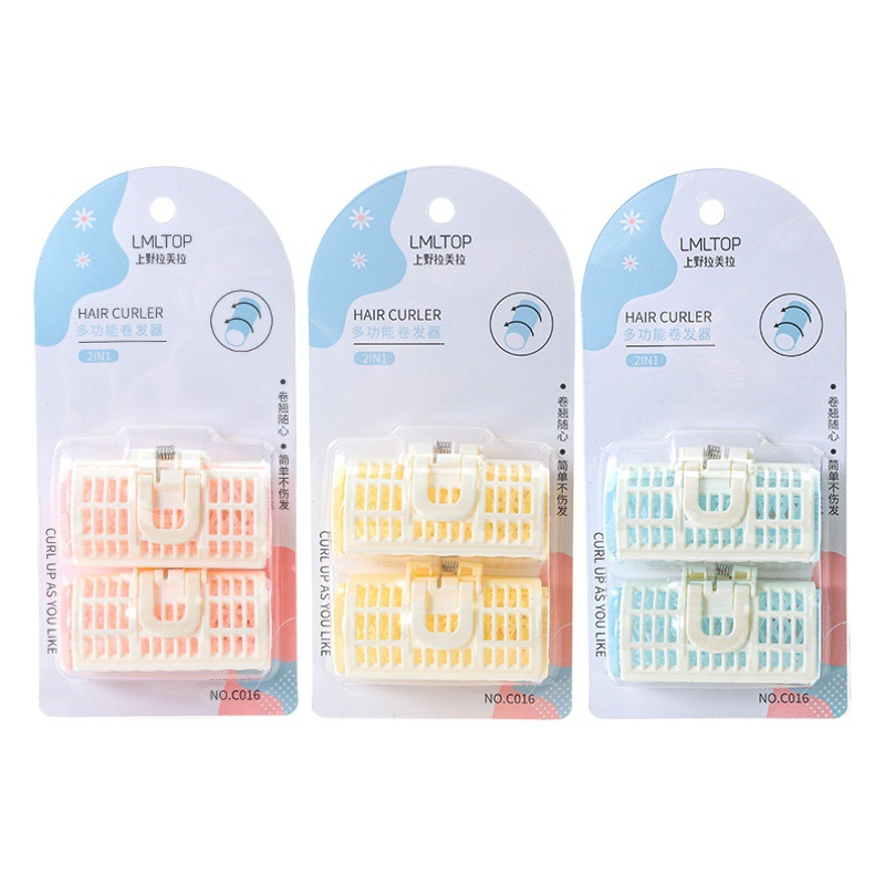 Rizadores de pelo de plástico LMLTOP, paquete de 2, pinza para rizar flequillo, rizador de pelo de doble capa con ventilación, herramienta de belleza