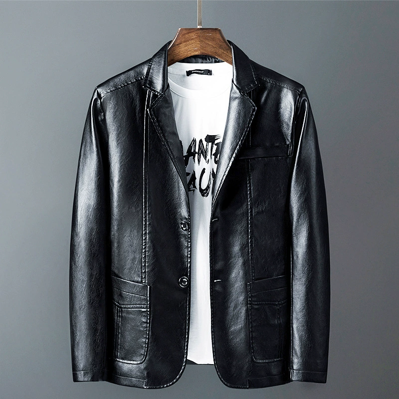 Polyurethane classic suit jacket, slim fit, Korean style