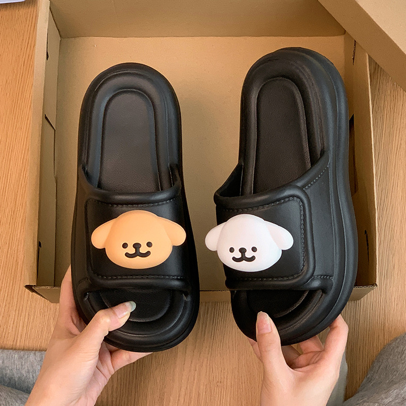 かわいいラインの子犬の厚底スリッパ、女性用夏用アウターウェア、EVAソフトソールトラベルサンダル、デイリースリッパ|undefined