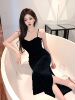 Full Sky Star Waistband Sexy One Line Neck Velvet suspender Bottom Dress