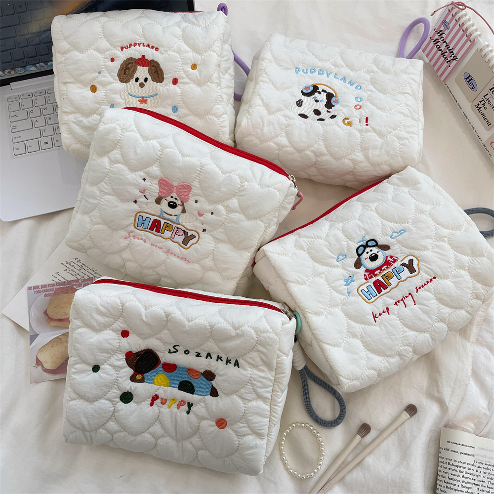 49211 Cute Puppy Makeup Bag, New Embroidered Cartoon Storage Bag, Organizer Bag, Handbag, Shopping Clutch