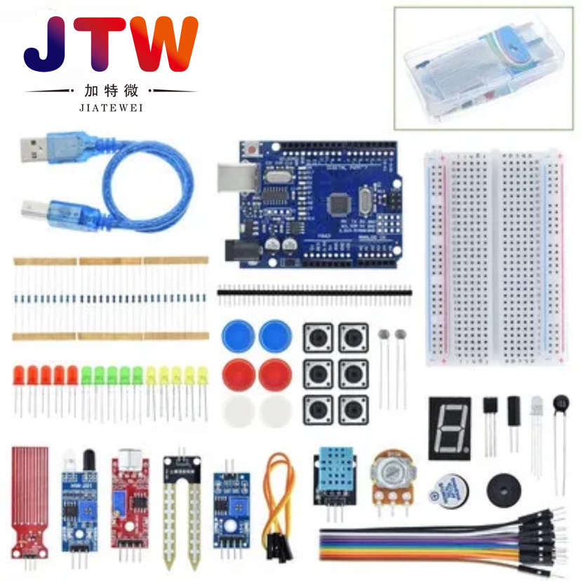 UNO R3开发板 新款创客400孔套装 开关面包板传感器避障模块LED灯