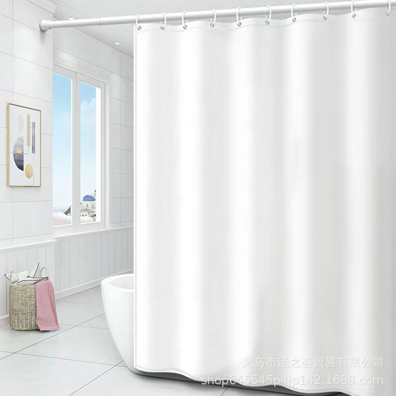 Bathroom Waterproof Curtain Shower Curtain Solid Color Polyester Cloth Door Curtain Thickened Mildew-proof Partition Hotel Can Set