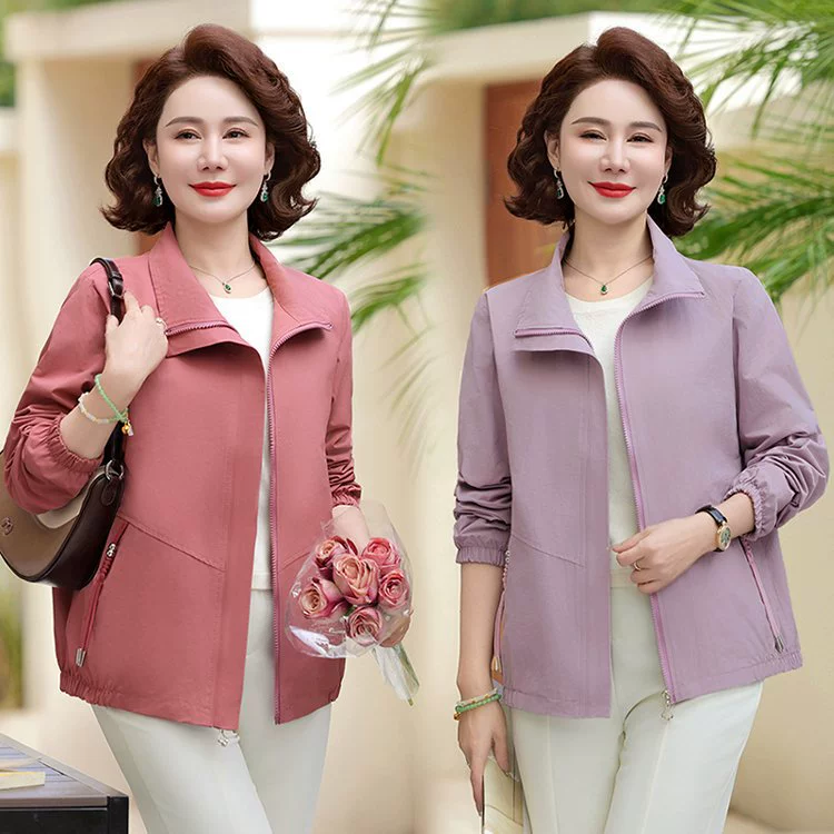 Жена повседневная куртка 50-летняя мама весна и осень топ среднего и пожилого возраста женская бабушка ветровка куртка одежда