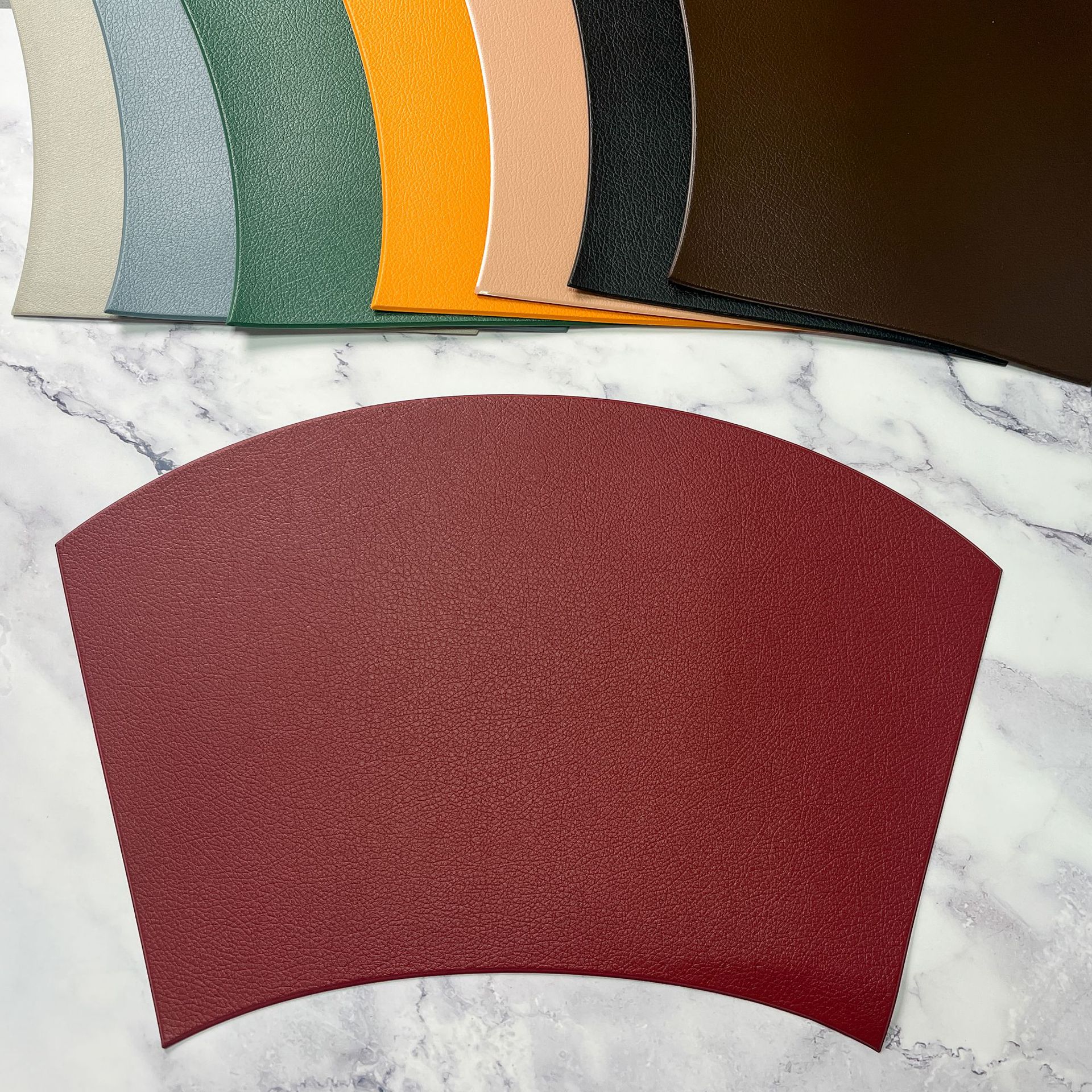 Semicírculo en forma de abanico Mantel Individual de cuero Nordic Light luxury home Hotel redondo antideslizante estera de mesa de PVC estera DE AISLAMIENTO impermeable