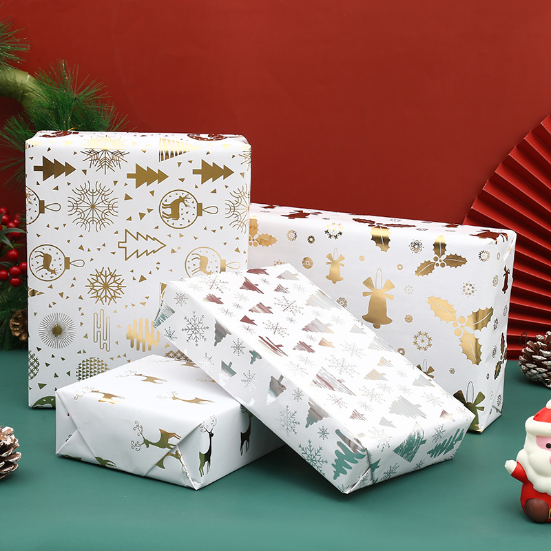 Papel de regalo de impresión simple papel de regalo al por mayor oro espesado cumpleaños papel de regalo de Navidad