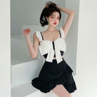2025 Internet Celebrity Ins Style Sexy High-Waisted Split Skirt Swimsuit with Ruffles for a Slimming Effect