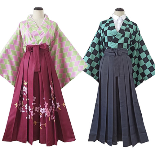 Demon Slayer Cosplay Costume: Tanjiro Kamado, Inosuke Hashibira, Nezuko Kamado, Fujiwara no Gekkou, and Togakushi Mitsuuri Kimono Set