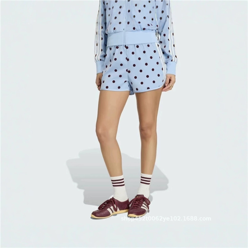 Cross-Border Clover Retro Style Comfortable Polka Dot Embroidered Sports Shorts Women's New Sports Casual Pants Kv1173