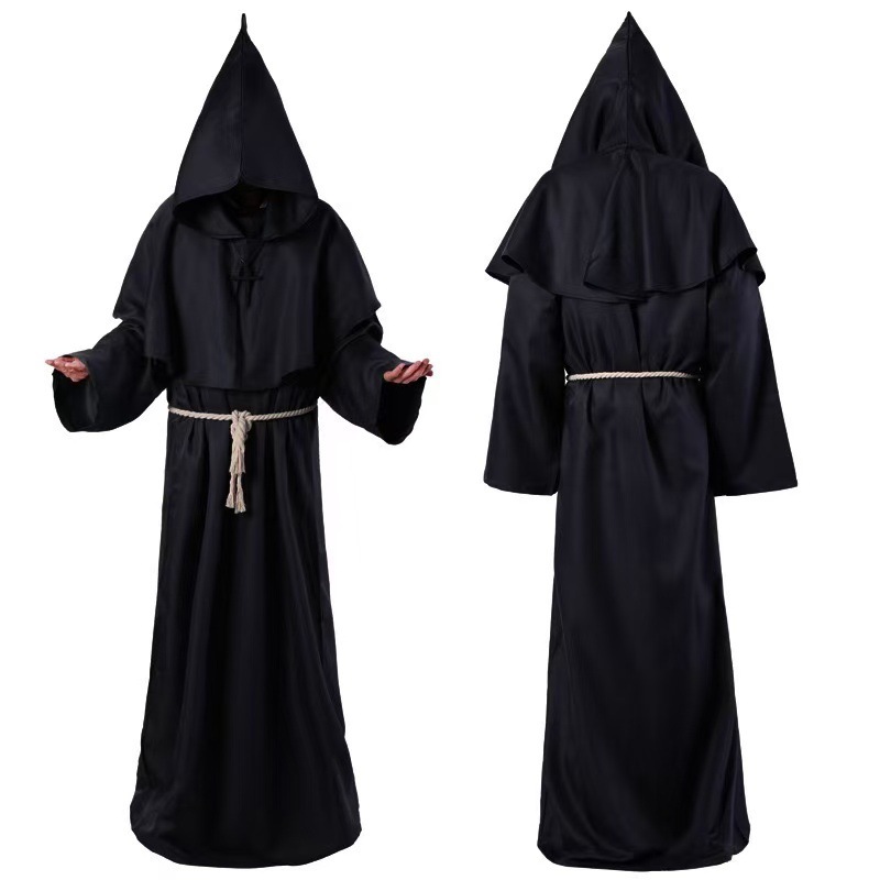 Lide 中世の僧侶の服ウィザード司祭 cos 服ハロウィン死のローブコスプレロールプレイング服|undefined