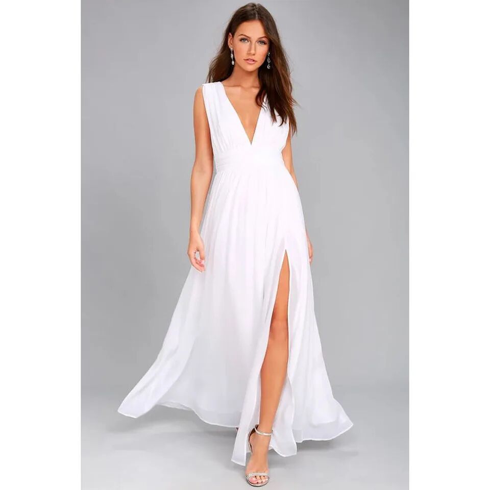Comercio exterior de Europa y América Amazon AliExpress deseo las mujeres gasa cuello largo vestido nuevo sexy Split image 14