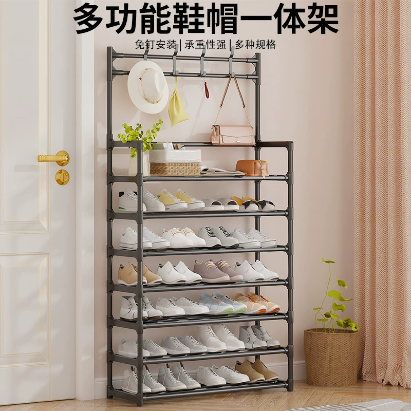 Трансграничная Heyin TEMU Простая многослойная стальная трубная стойка для шапки держатель для обуви подставка для обуви угловой шкаф для спальни