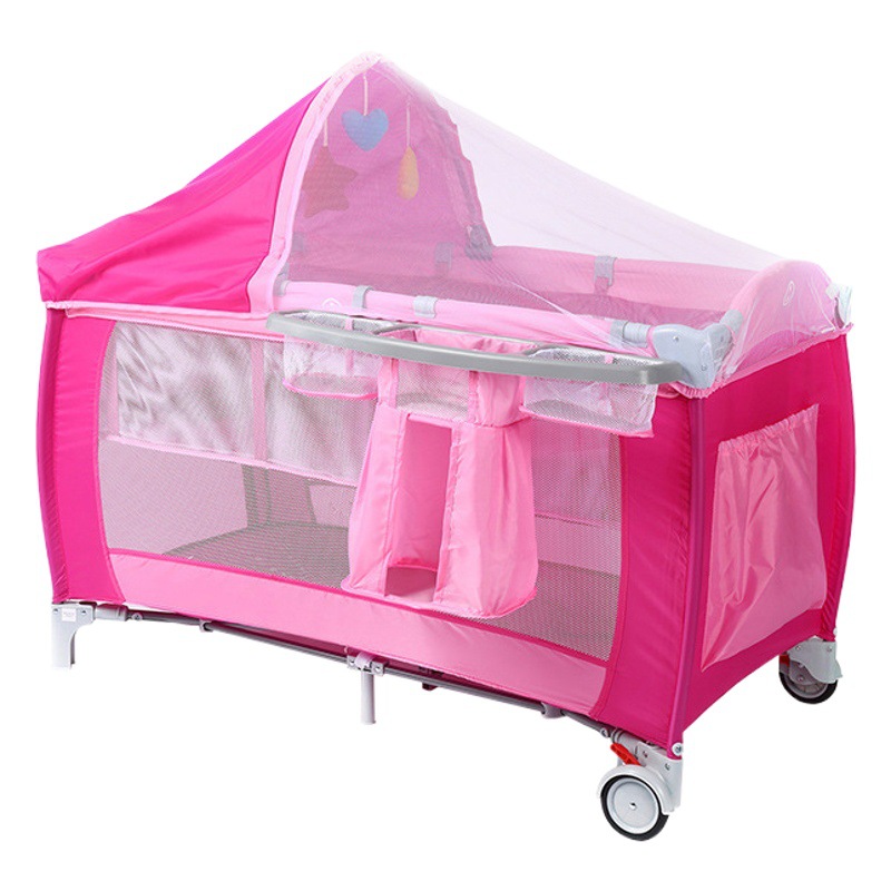 Fabricante en stock cama de bebé mosquitera multifuncional bebé cama plegable cama móvil cama de bebé juego cama de pañales
