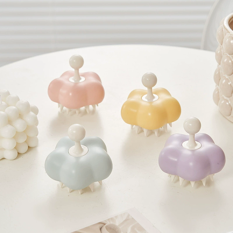Shampoo Massage Brush Flower, PP+TPR, Compact 7.7×7.8 cm, Multicolor