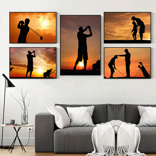 Golf hanging painting club lounge silhouette wall mural living room golf sports decorative painting hand-painted