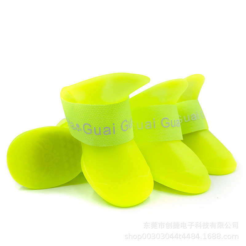 Zapatas de lluvia de silicona personalizadas para mascotas antideslizantes impermeables y resistentes al desgaste, zapatos para perros, zapatos para perros pequeños, botas de lluvia de peluche